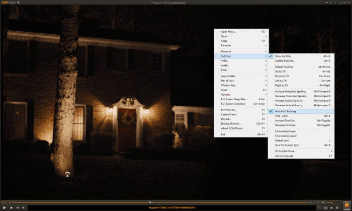 يدعم GOM Media Player عرض ملفات الترجمة مع الكثيرا من الميزات المتقدمة